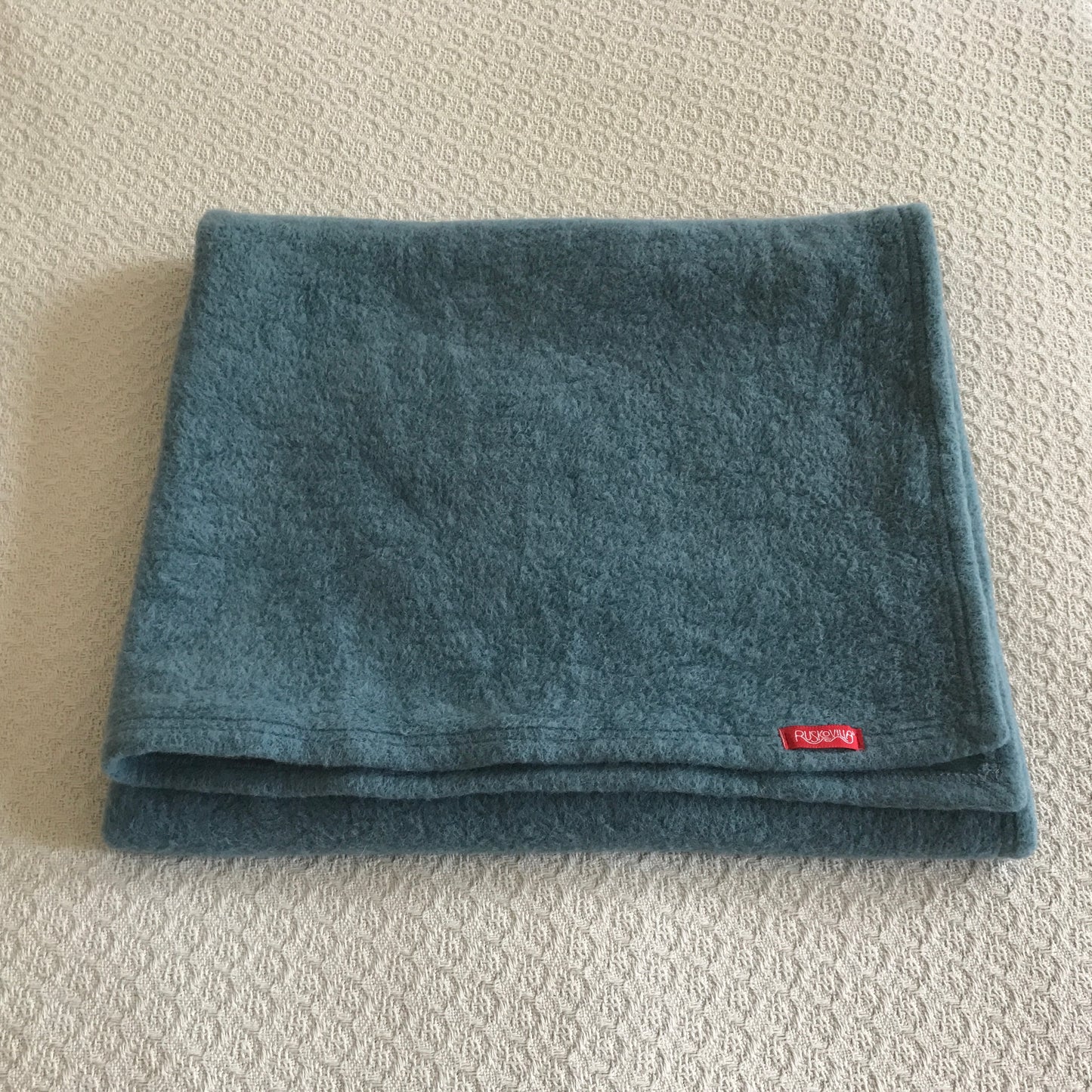 Ruskovilla soft organic wool fleece blanket BLUE - preloved