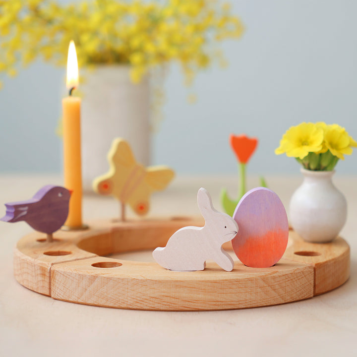 Easter set ornaments - batik orange egg & white bunny