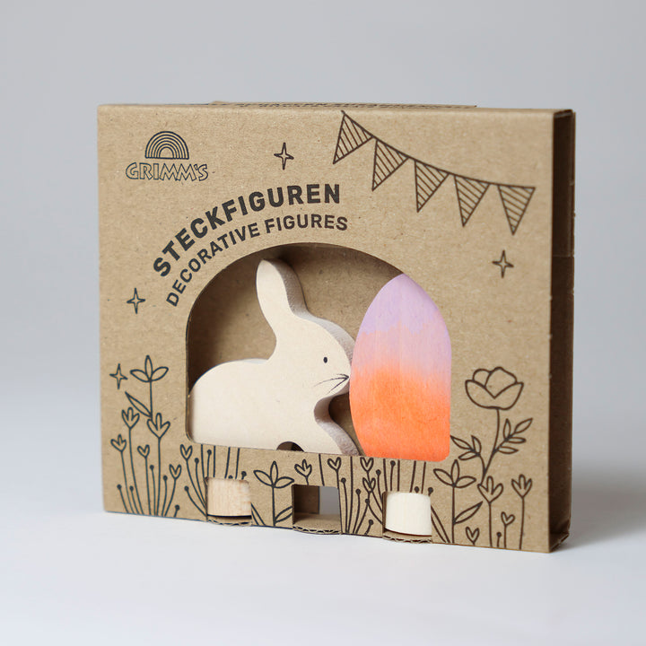 Easter set ornaments - batik orange egg & white bunny