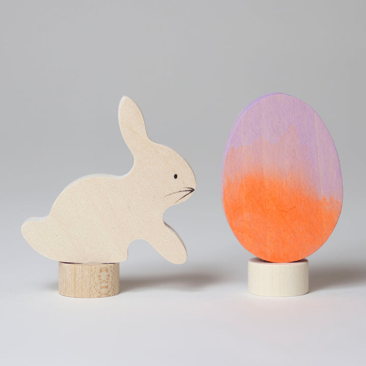Easter set ornaments - batik orange egg & white bunny