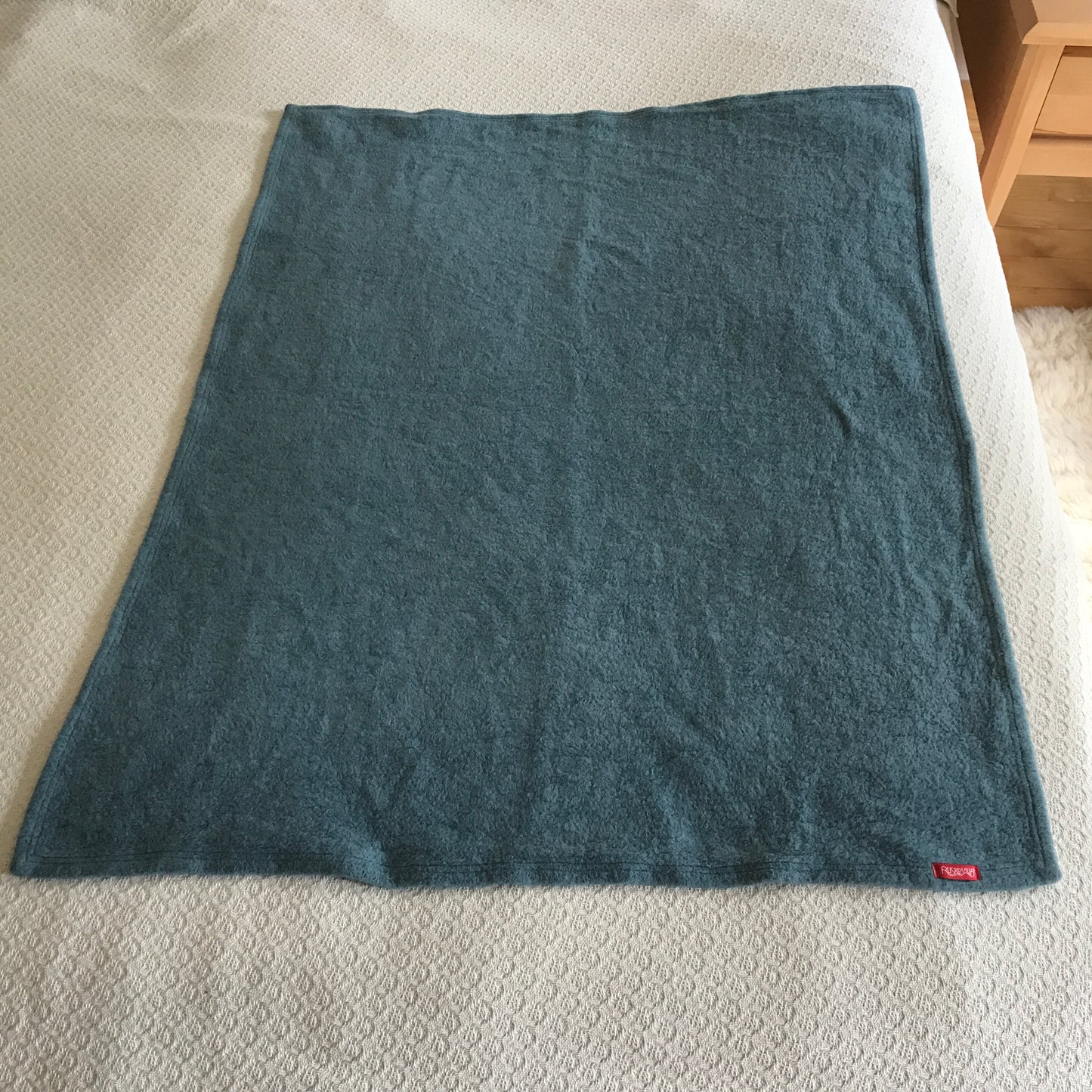 Ruskovilla soft organic wool fleece blanket BLUE - preloved