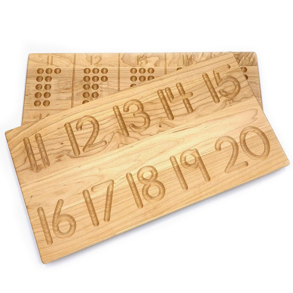 reversible 11-20 board, with wool balls