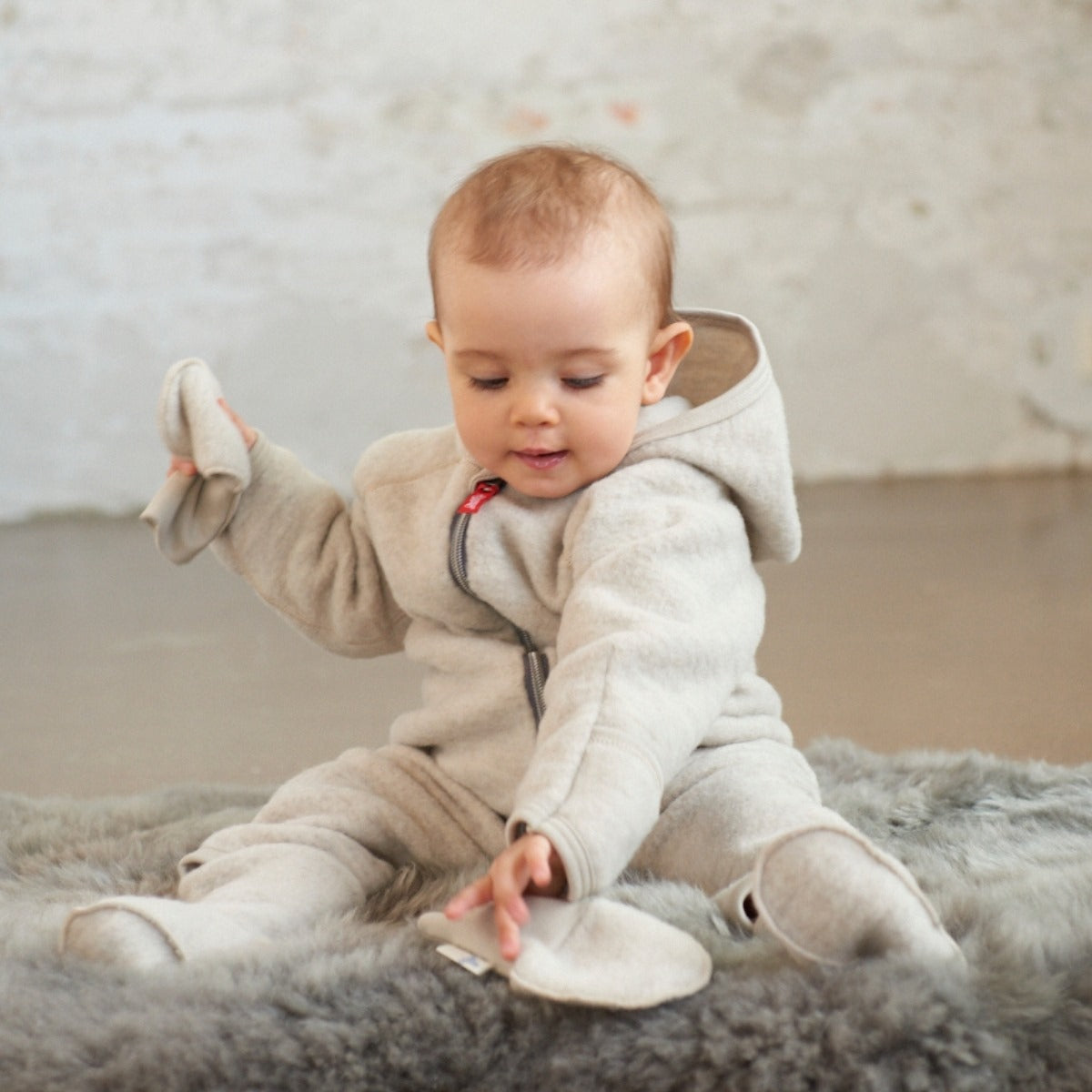 Ruskovilla organic wool fleece baby overalls (special order)