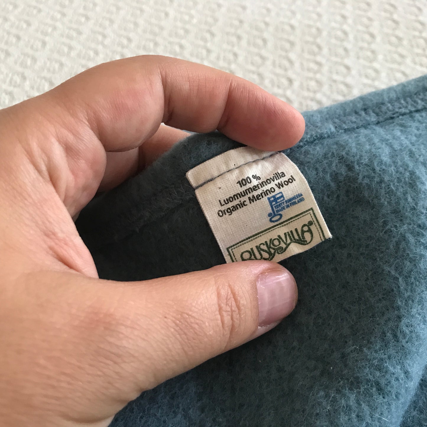 Ruskovilla soft organic wool fleece blanket BLUE - preloved