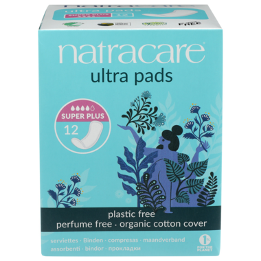 NatraCare Organic Cotton Ultra Pads, Super Plus, Regular 12 ct