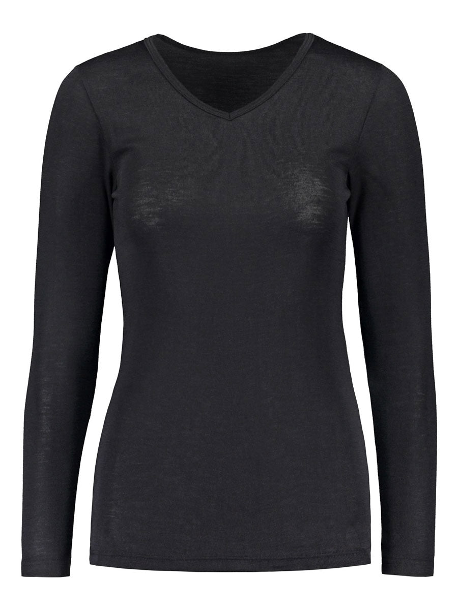 silkwool long-sleeved V-neck (special order)