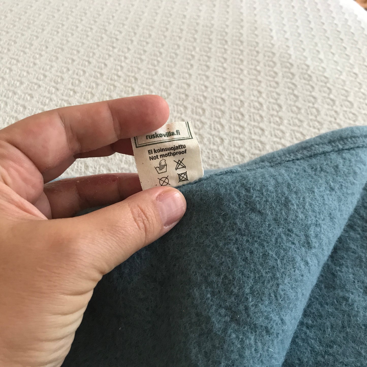 Ruskovilla soft organic wool fleece blanket BLUE - preloved