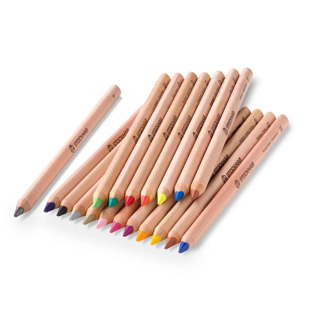 Stockmar 18+1 coloured triangular pencils in a tin