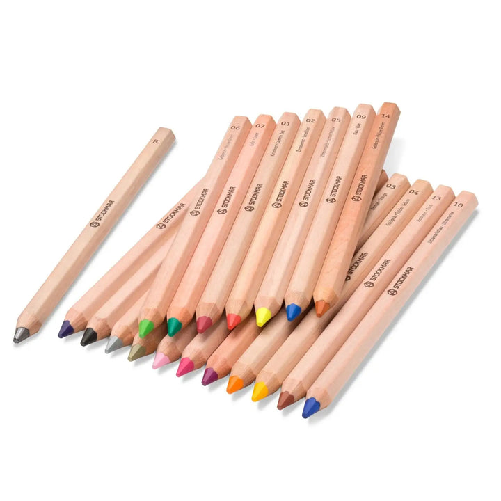 Stockmar 18+1 coloured hexagonal pencils in a tin