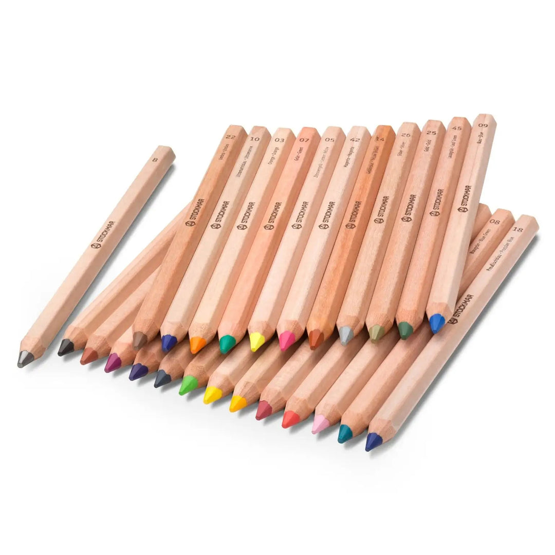 Stockmar 24+1 coloured hexagonal pencils in a tin (special order)