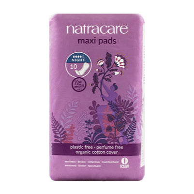 Natracare maxi pads packaging on a white background