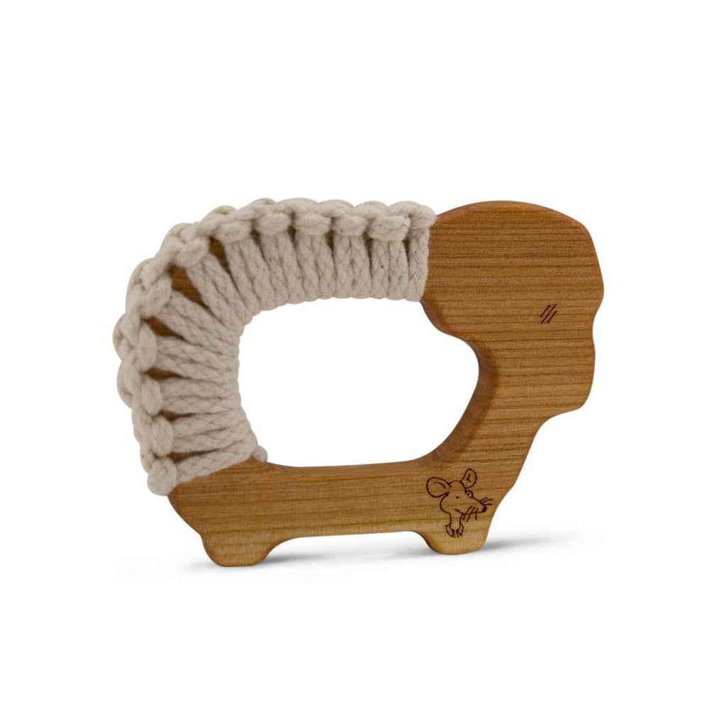 wood & yarn sheep baby toy