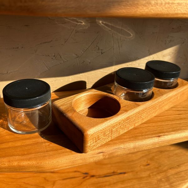 Camden Rose 3-jar cherrywood paint jar holder