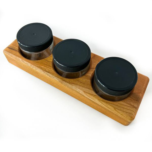Camden Rose 3-jar cherrywood paint jar holder