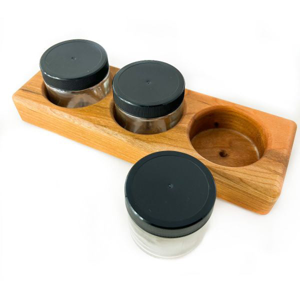 Camden Rose 3-jar cherrywood paint jar holder