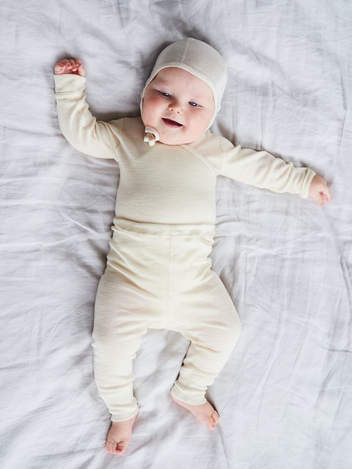 silkwool blend long-sleeved baby bodysuit