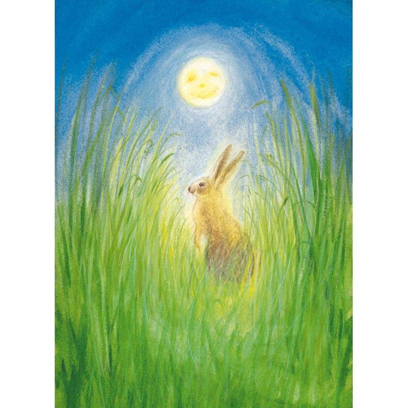 Hare and Moon postcard by M. v. Zeyl