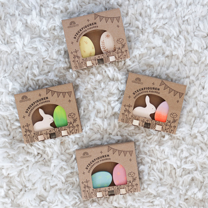 Easter set ornaments - floral duo of eggs