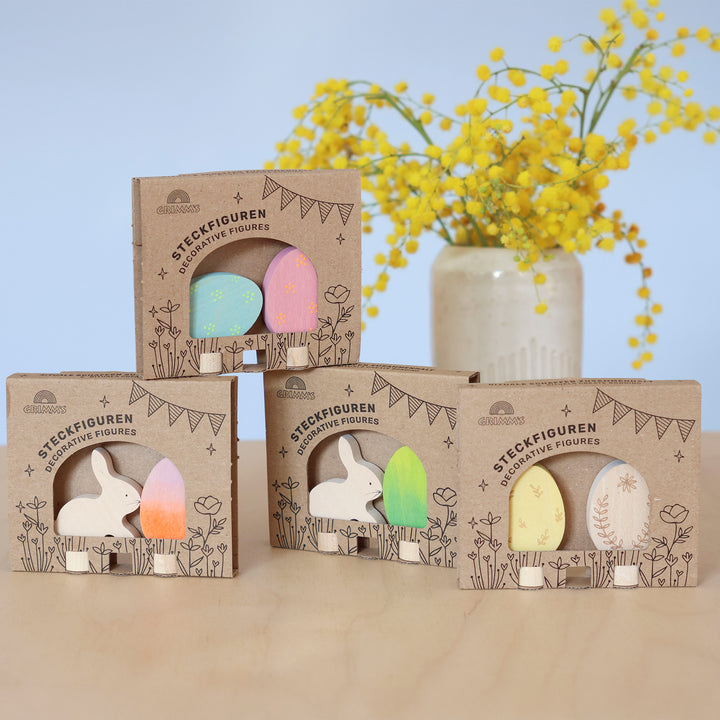 Easter set ornaments - floral duo of eggs
