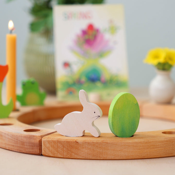 Easter set ornaments - green egg & white bunny