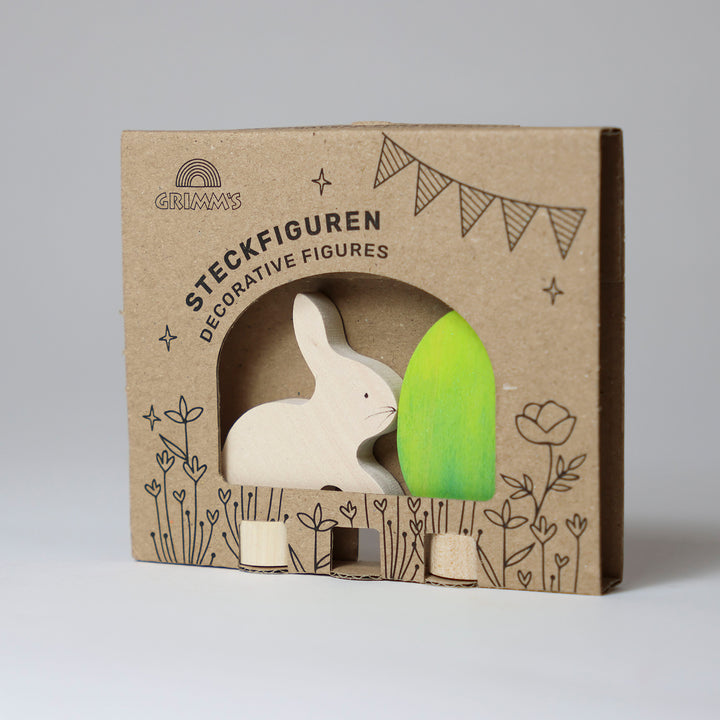 Easter set ornaments - green egg & white bunny