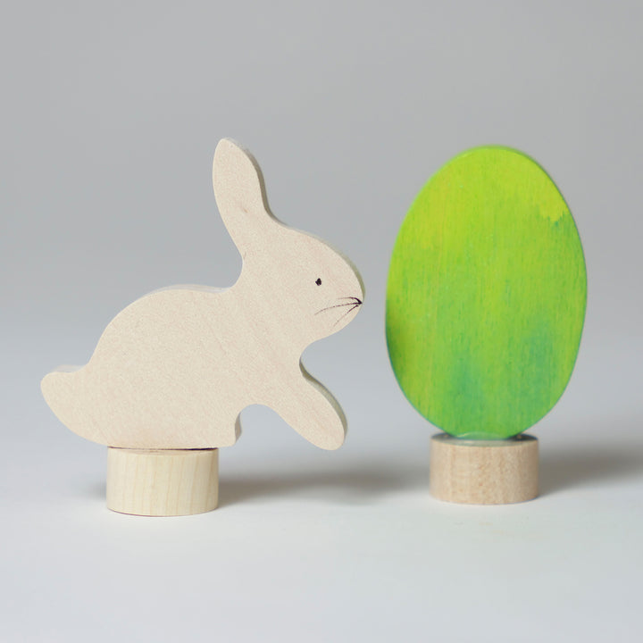 Easter set ornaments - green egg & white bunny