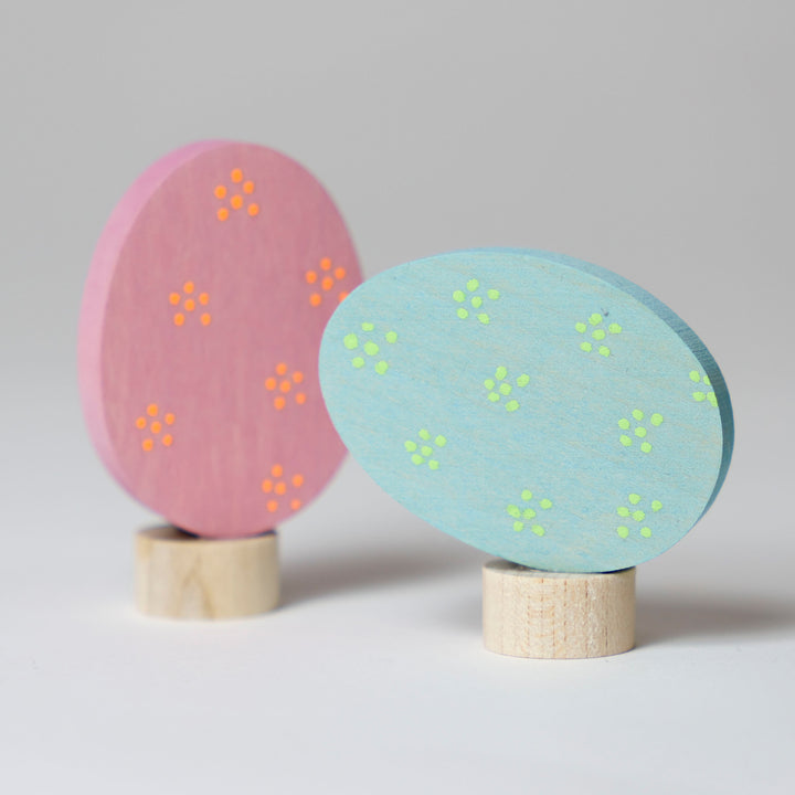 Easter set ornaments - floral duo of eggs