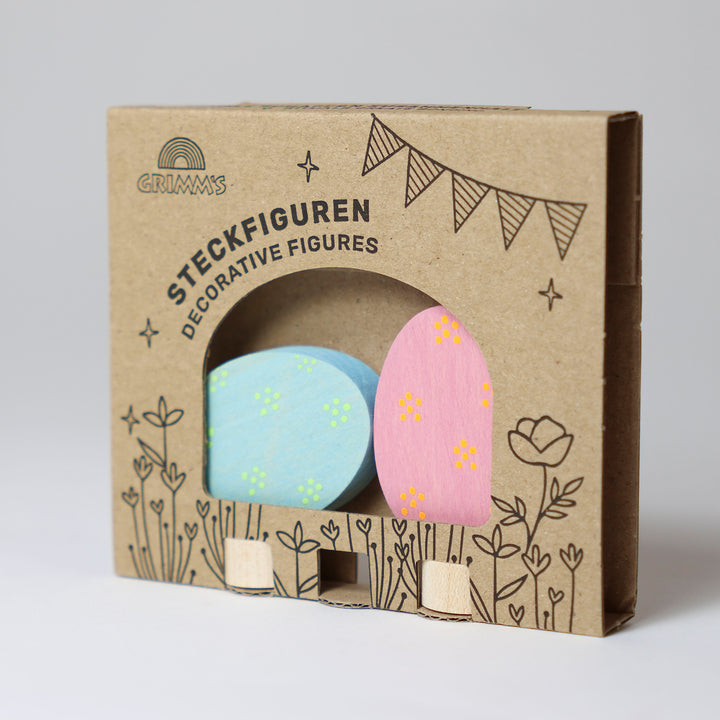 Easter set ornaments - floral duo of eggs