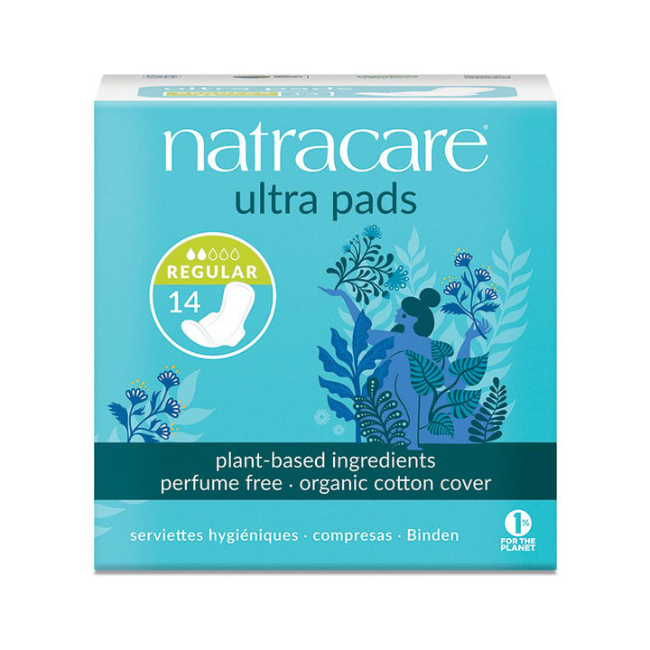 NatraCare Organic Cotton Ultra Pads with Wings, Regular 14 ct