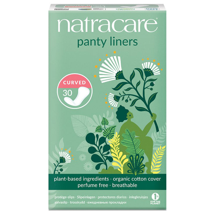 NatraCare Organic Cotton Curved Panty Liners, 30