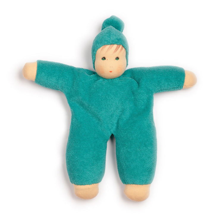 Terry Cloth Schmuse doll, turquoise