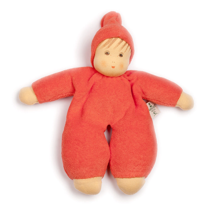 Terry Cloth Schmuse doll, orange-red