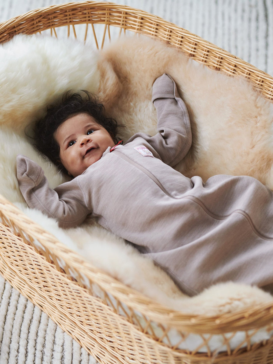 organic merino wool sleepsack with arms, sand