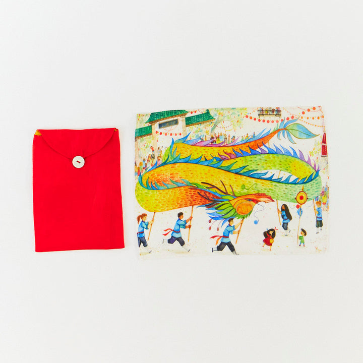 Mini mini rainbow dragon playsilk &amp; Lunar New Year Envelope set