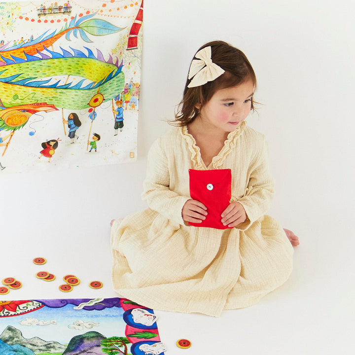 Mini mini rainbow dragon playsilk &amp; Lunar New Year Envelope set