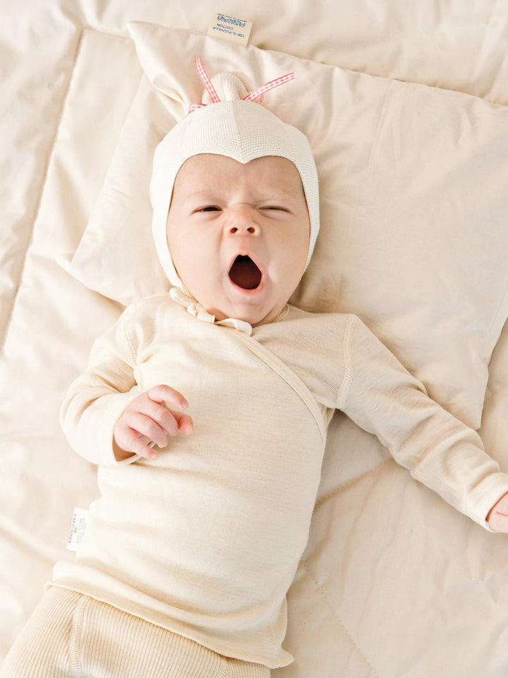 natural silk knit baby bonnet