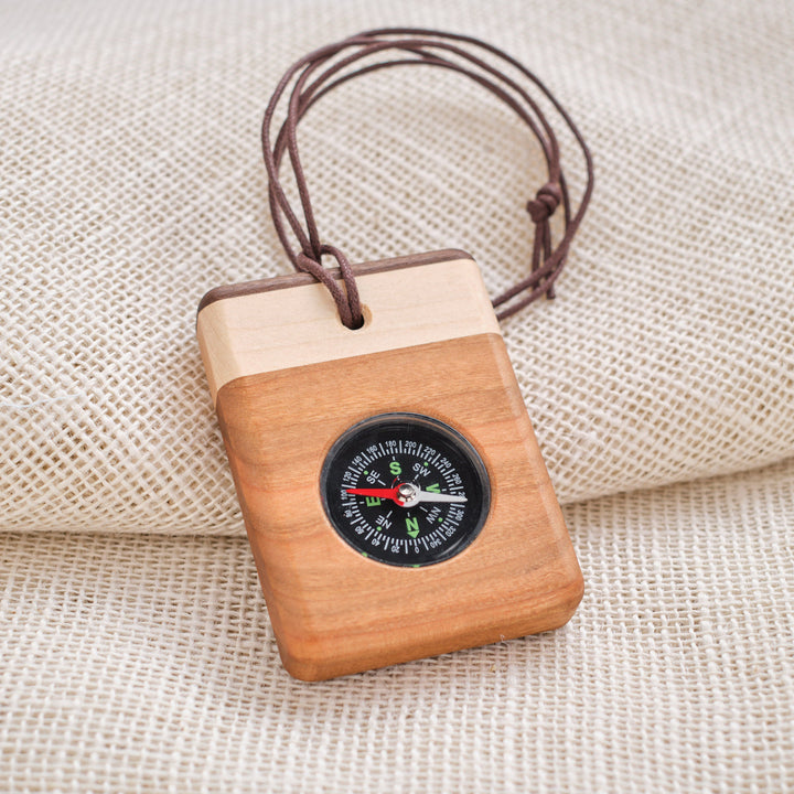 wooden compass with cherry hardwood bottom