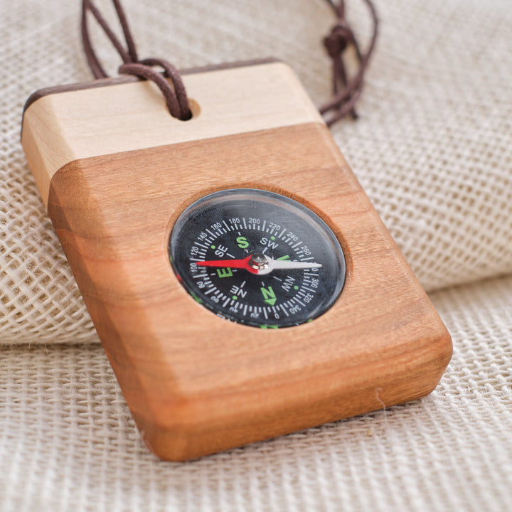 wooden compass with cherry hardwood bottom
