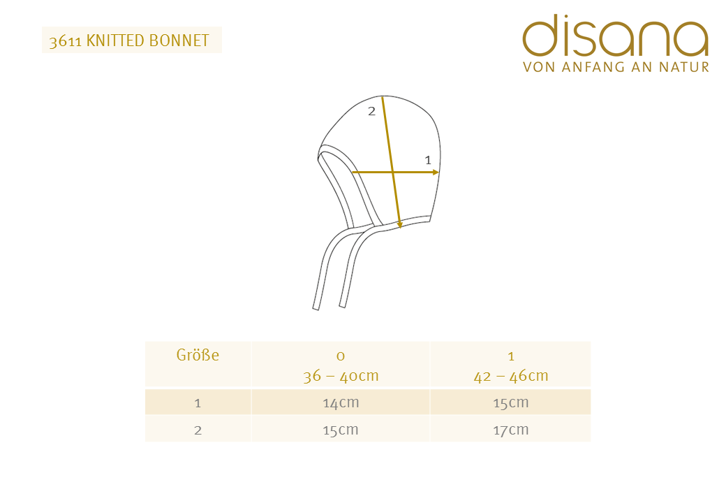 Disana knit baby bonnet