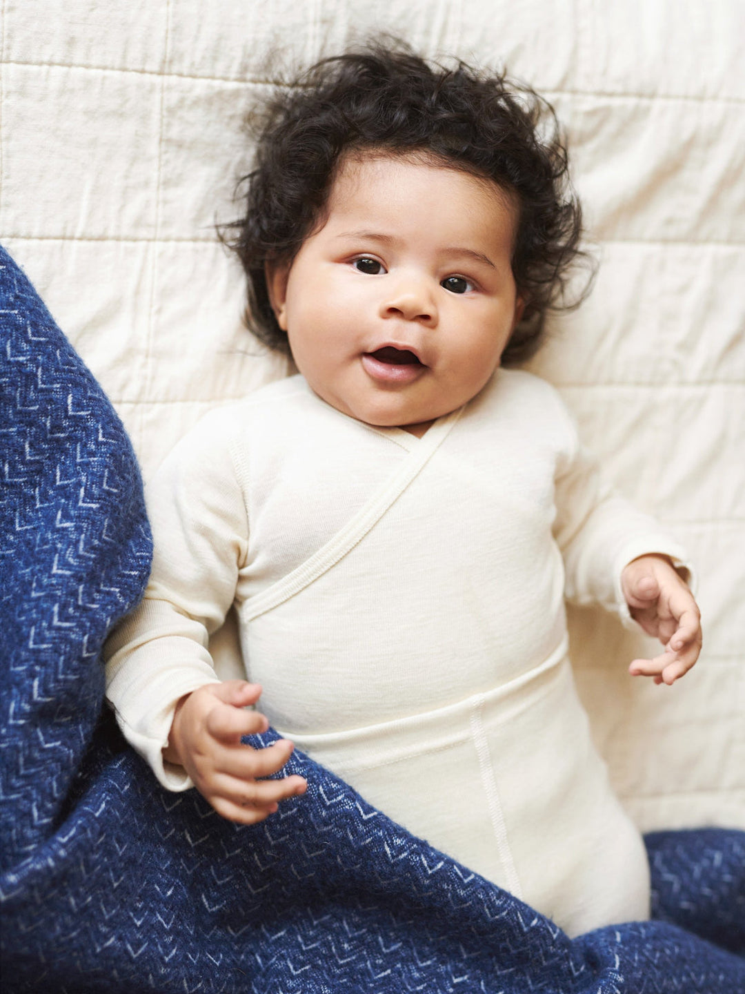 silkwool blend long-sleeved baby bodysuit