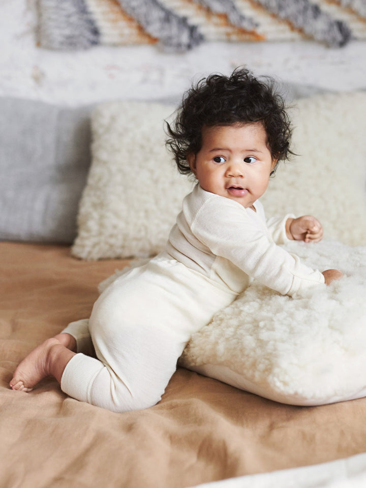 silkwool blend long-sleeved baby bodysuit