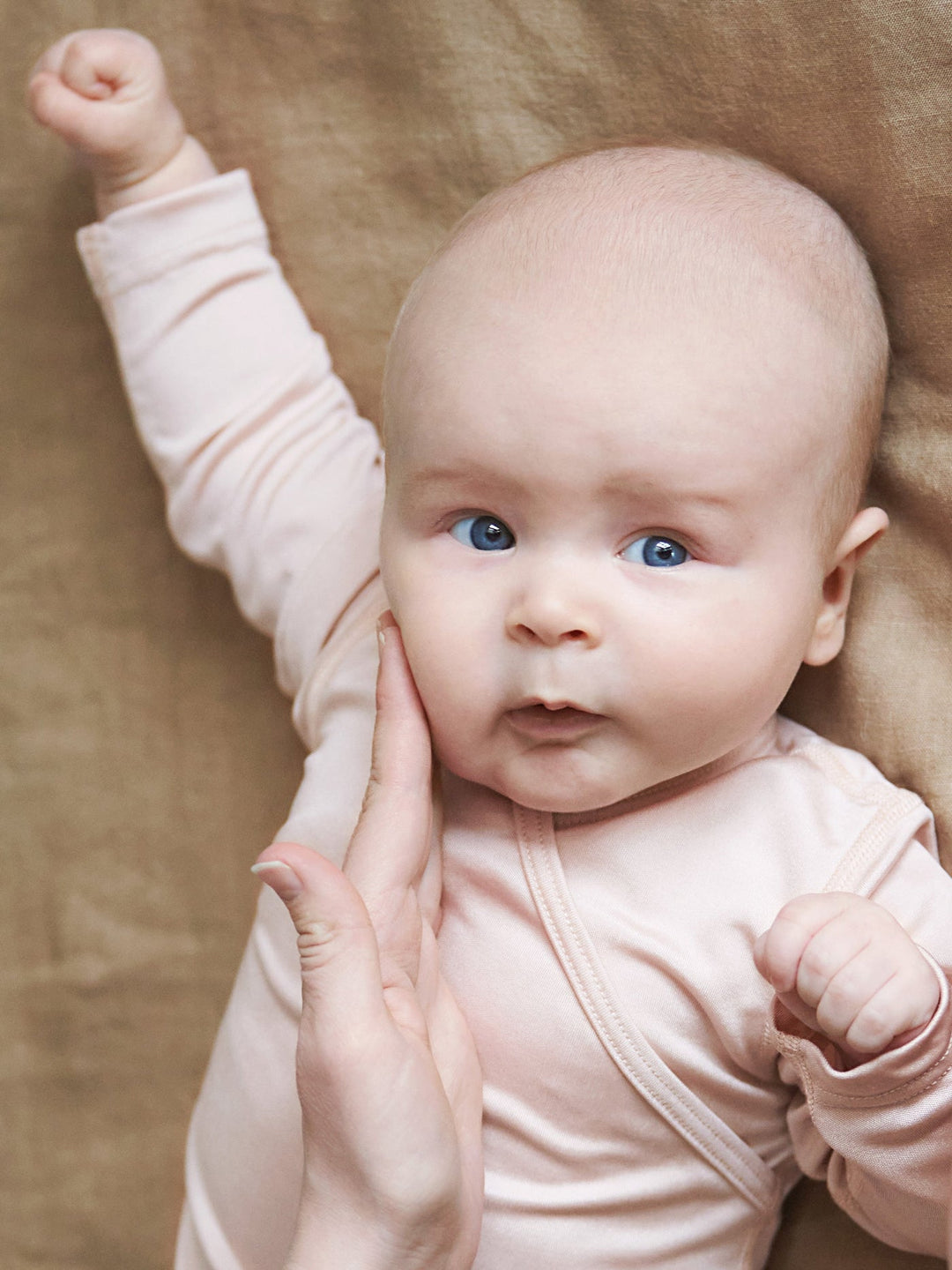 pure silk baby bodysuit, powder (special order)