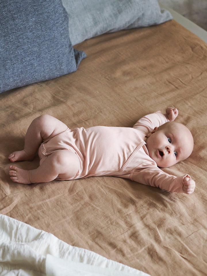 pure silk baby bodysuit, powder (special order)