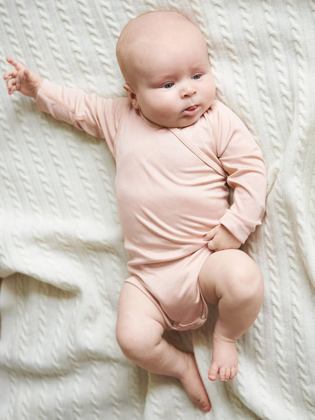 pure silk baby bodysuit, powder (special order)
