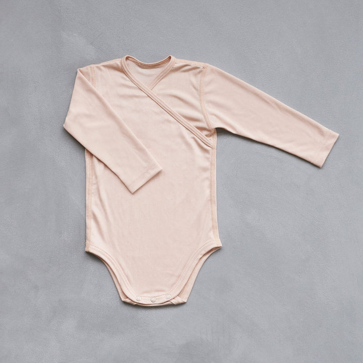pure silk baby bodysuit, powder (special order)