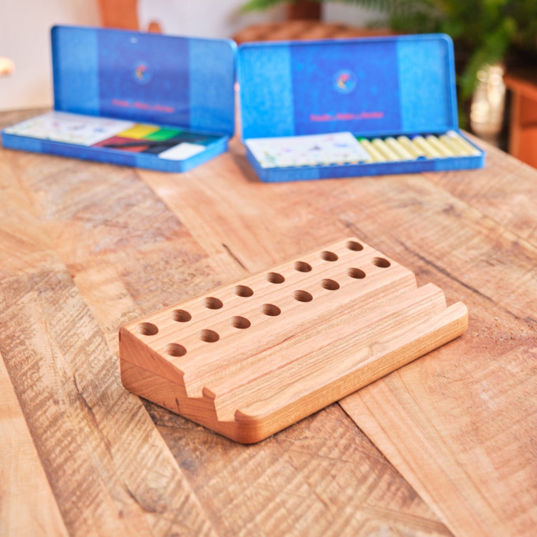 Camden Rose cherry wood crayon holder