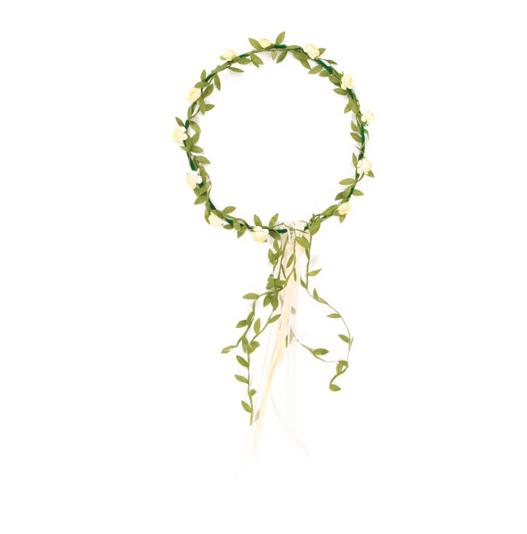 flower crown, white flowers