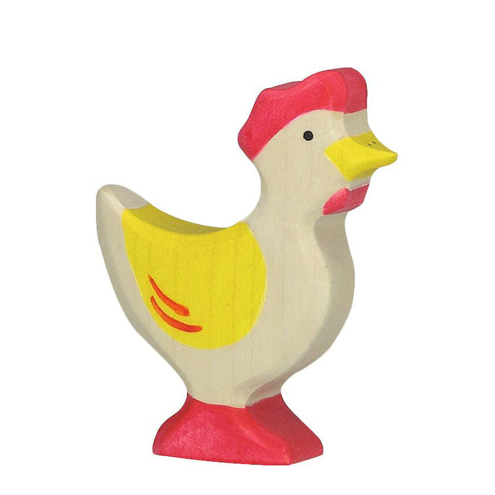 Holztiger hen standing, white &amp; yellow