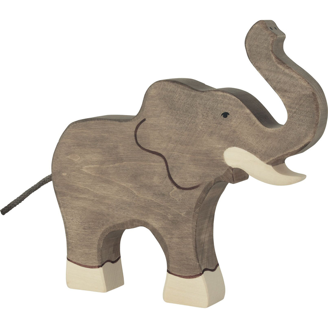Holztiger elephant, trunk raised