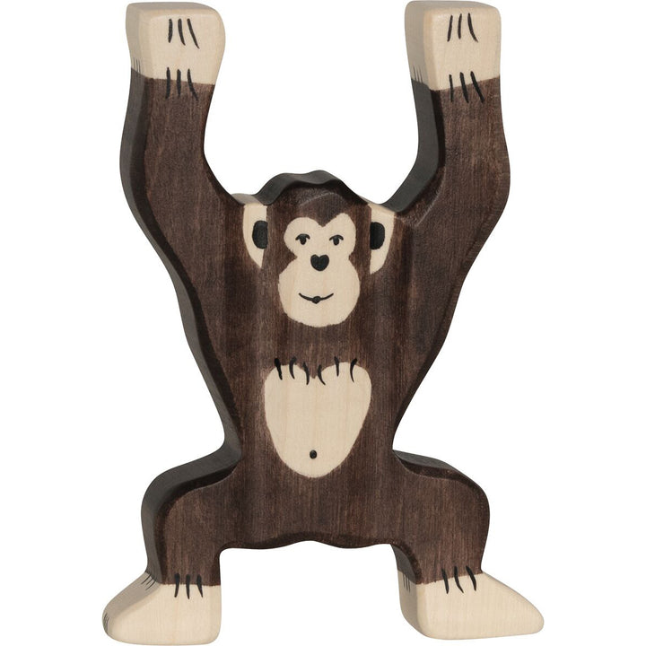 Holztiger chimpanzee standing